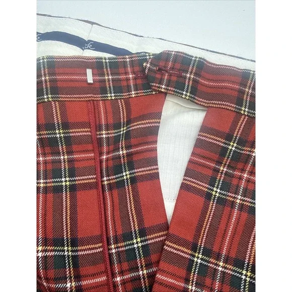 Paul Fredrick Vintage Red Tartan Plaid Wool Pants 40x30 Pleated Cuffed 80s - Picture 10 of 10